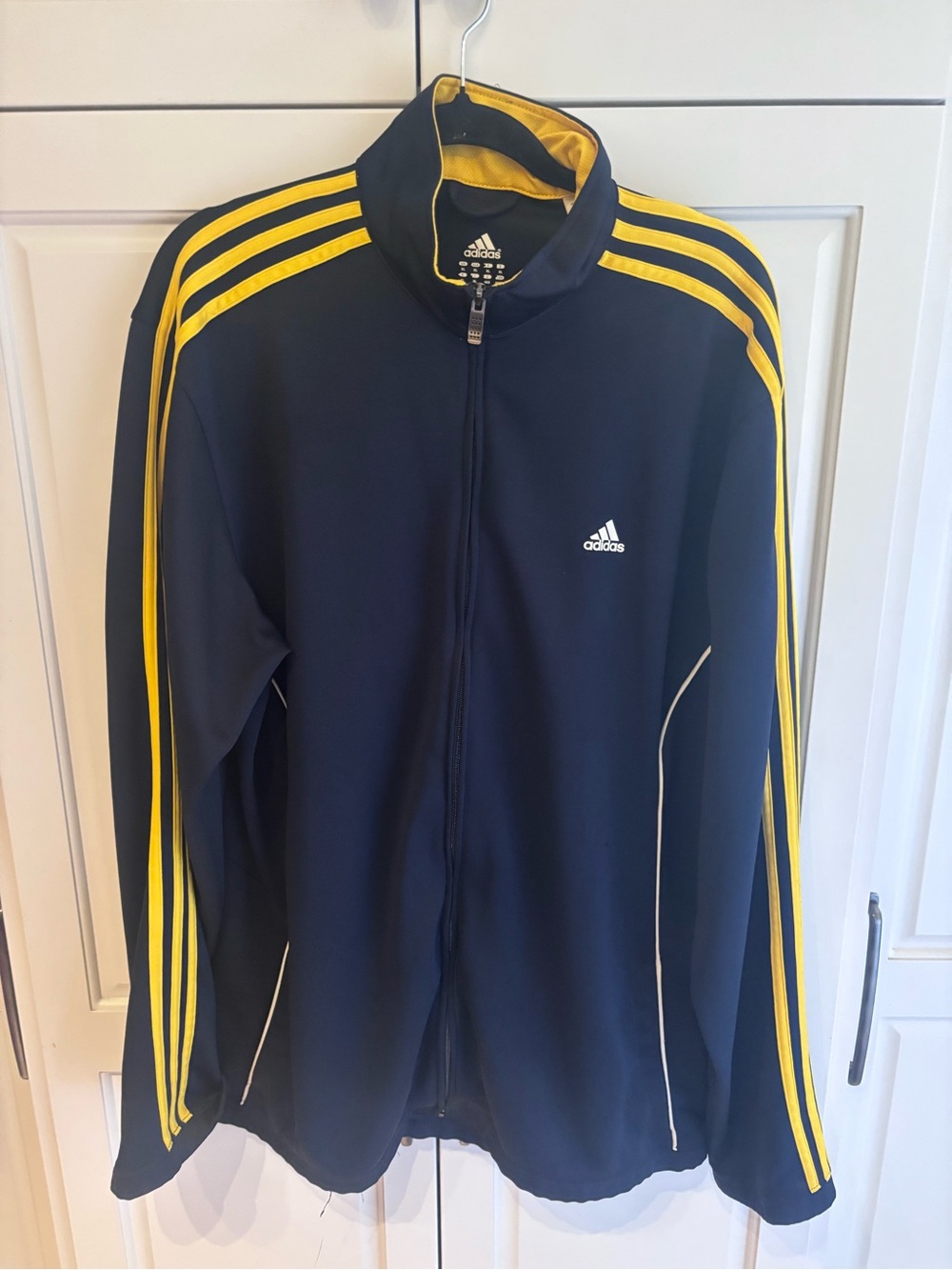 adidas Navy Jacket with Yellow Shoulder Stripes